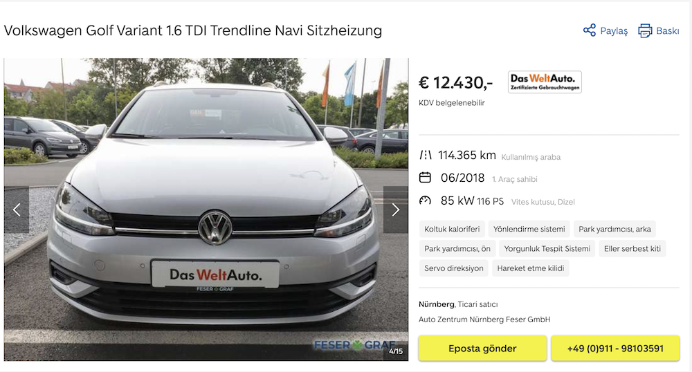 almanya-2-el-volkswagen-ilan